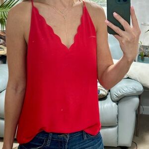 Elegant Red Scalloped Camisole